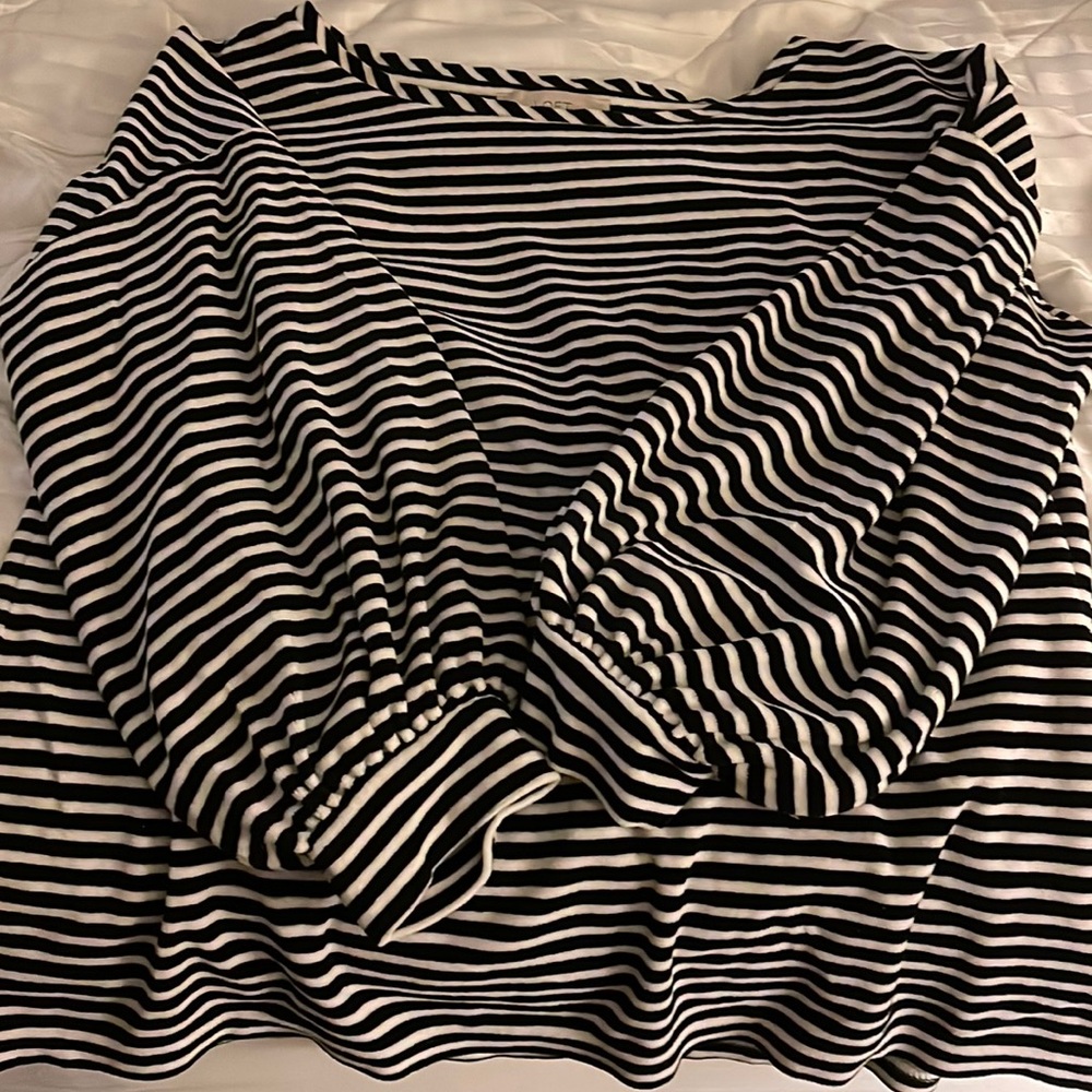 Loft Velour black and white sweater shirt